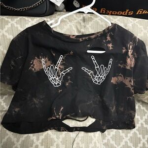 Black and Brown Graphic Crop Top